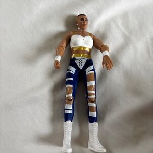 Wrestling Action Figure with Blue and Gold Outfit